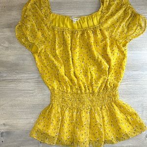 Woman’s Max Studio, Yellow Floral, Blouse, Size Medium
